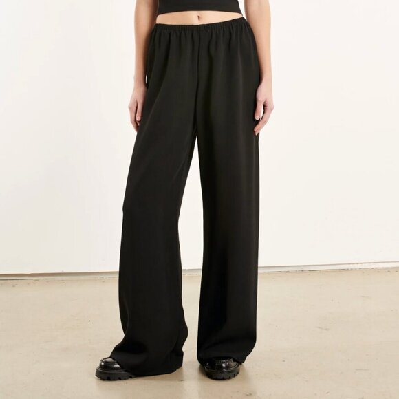 SPRWMN Pants - SPRWMN Black Crepe Easy Pants Pull On Elastic Small